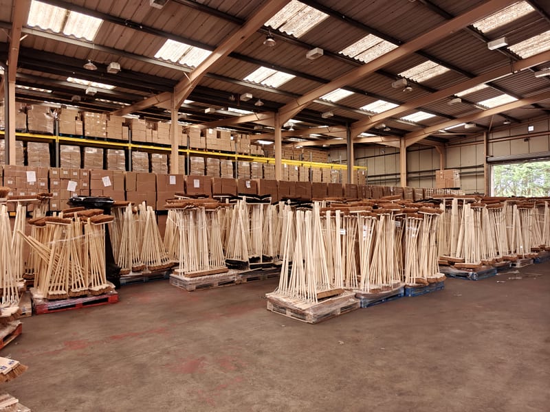 Racked cartons and pallets ready for despatch