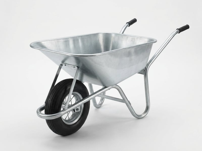 Standard galvanised wheelbarrow with rolled edge pan