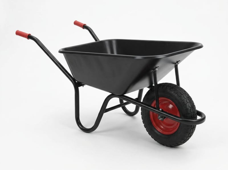 Standard steel wheelbarrow with black painted pan
