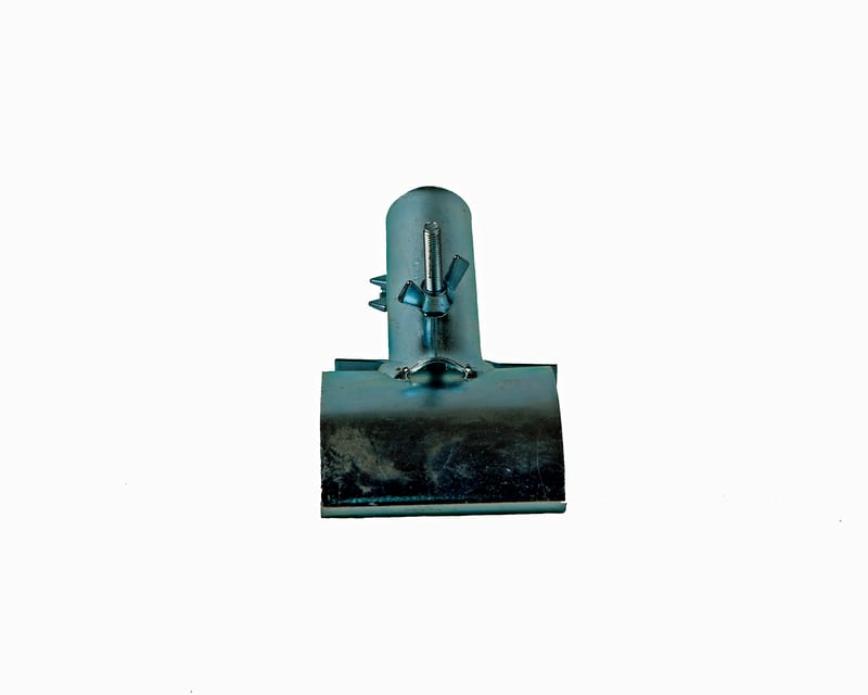 Steel Saddle Back Broom Handle Socket, front view